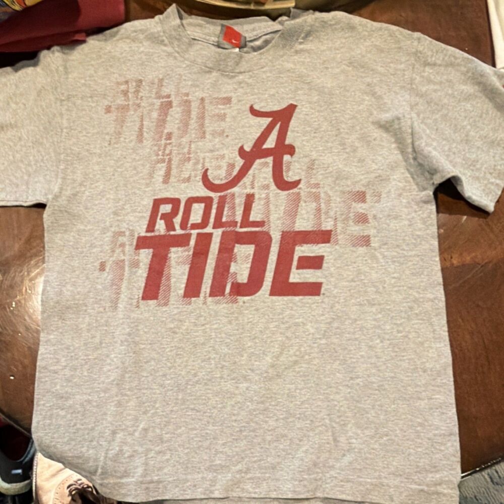 Nike Alabama Crimson Tide Gray Red Shirt Boys L Roll Tide Athletic Fan Top